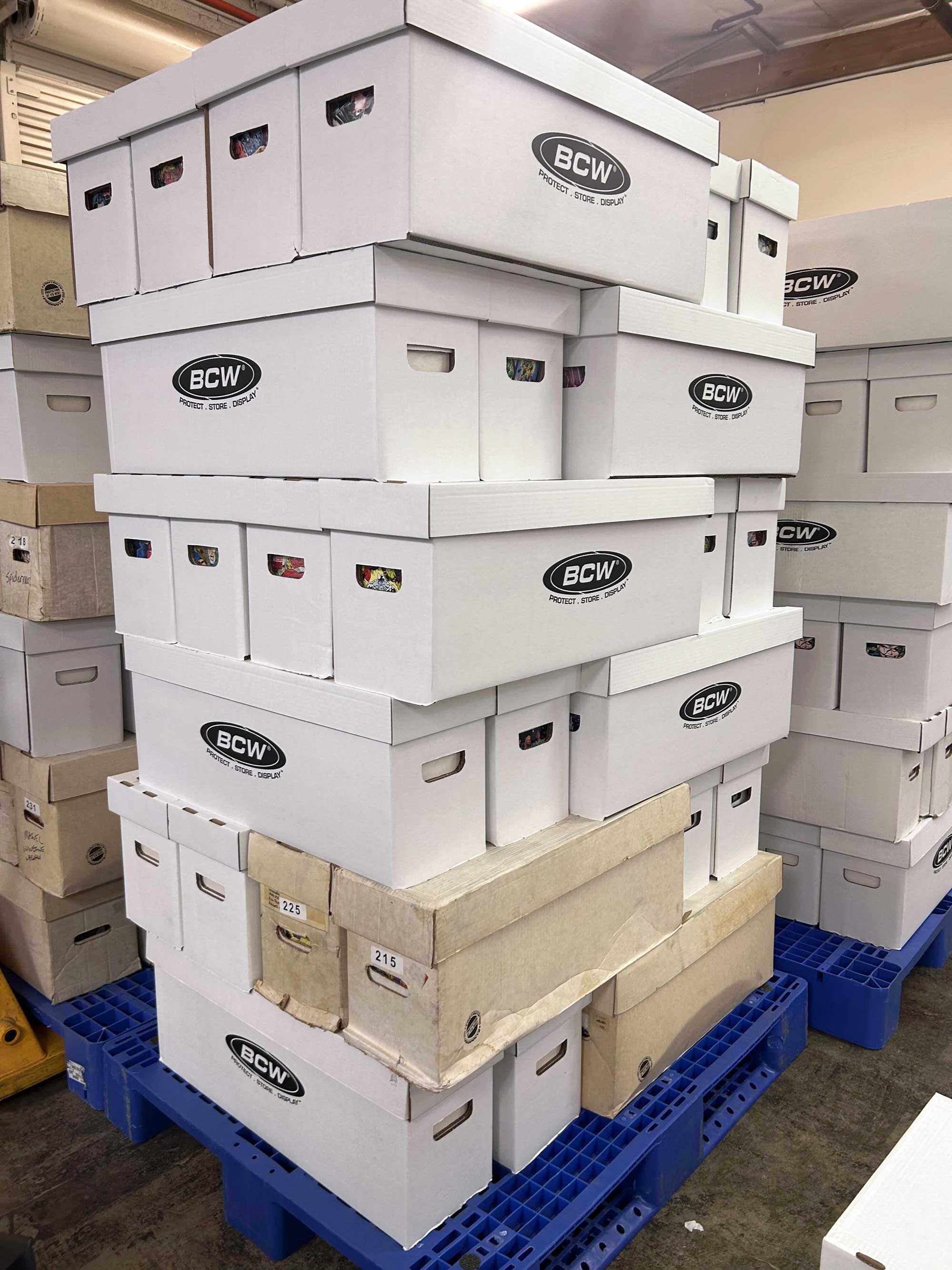 Samurai Comics Warehouse boxes